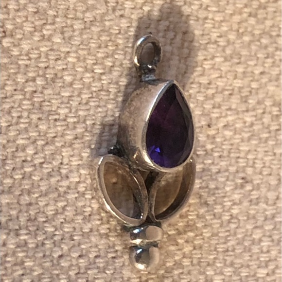 Sterling Silver & Amethyst Tulip Bloom Charm-needs jump ring - Picture 2 of 6